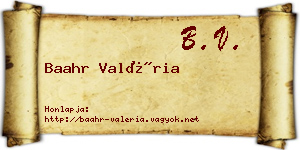 Baahr Valéria névjegykártya